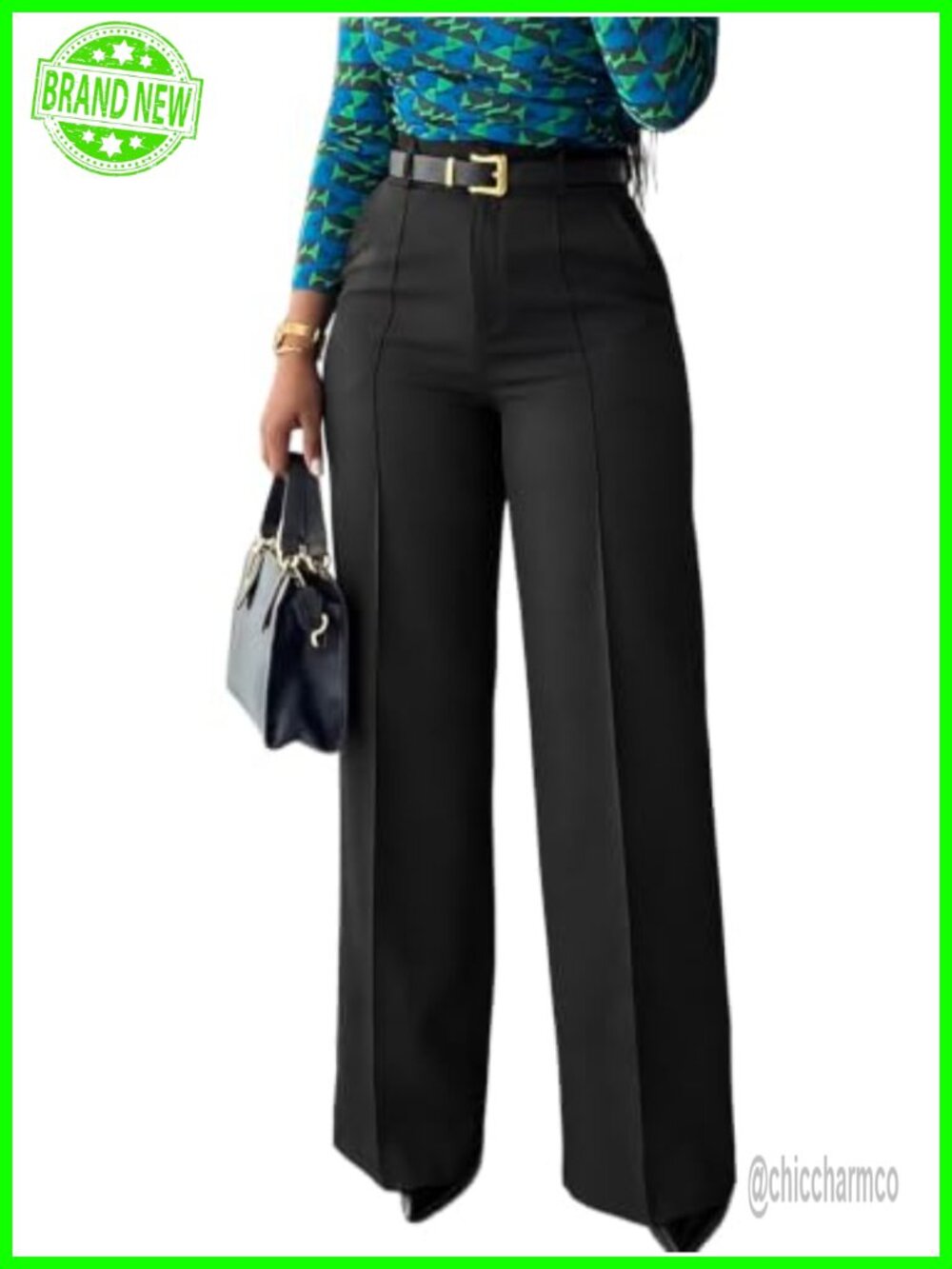 Wide Leg Dress Pants High Waisted Work Trousers with Pockets